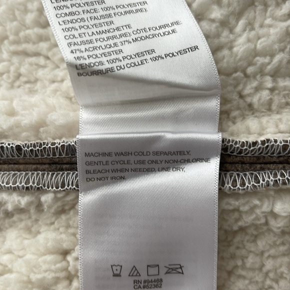 Laundry by Shelli Segal Women Taupe/Ivory Faux Suede & Fur Trim Coat size S - Picture 10 of 10